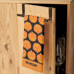 Jolly Jack O Lantern Pattern Schattige Zwart Hallo Theedoek