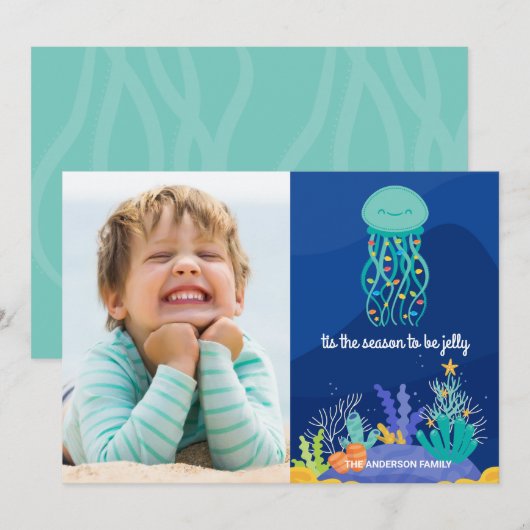 Jolly Jellyfish Flat Vakantie Kaart (Voorkant / Achterkant)