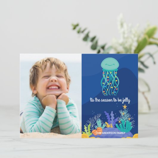 Jolly Jellyfish Flat Vakantie Kaart (Staand voorkant)