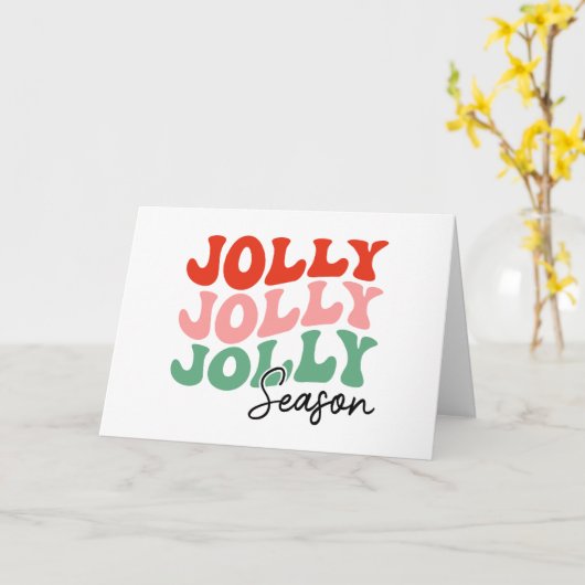 Jolly Jolly Jolly Seizoen  Retro Vakantie Typograf Kaart (Gele Bloem)