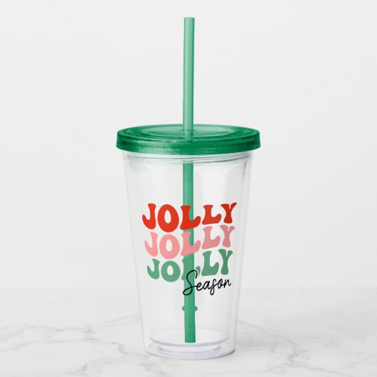 Jolly Jolly Seizoen Retro Vakantie Typografie Acryl Drinkbeker (Voorkant)