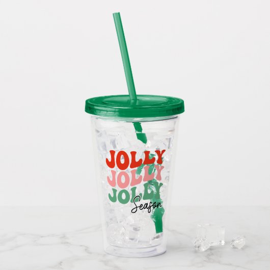 Jolly Jolly Seizoen Retro Vakantie Typografie Acryl Drinkbeker (Voorkant ijs)