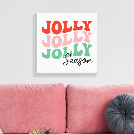 Jolly Jolly Seizoen Retro Vakantie Typografie Canvas Afdruk (Insitu (Woonkamer))