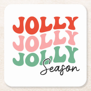 Jolly Jolly Seizoen Retro Vakantie Typografie Kartonnen Onderzetters