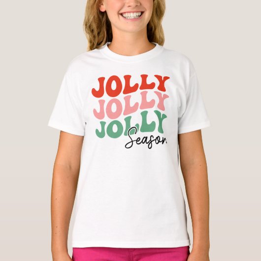Jolly Jolly Seizoen Retro Vakantie Typografie T-shirt (Voorkant)