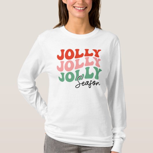 Jolly Jolly Seizoen Retro Vakantie Typografie T-shirt (Voorkant)