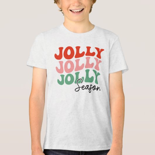 Jolly Jolly Seizoen Retro Vakantie Typografie Tri-Blend Shirt (Voorkant)