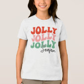 Jolly Jolly Seizoen Retro Vakantie Typografie Tri-Blend Shirt (Voorkant)