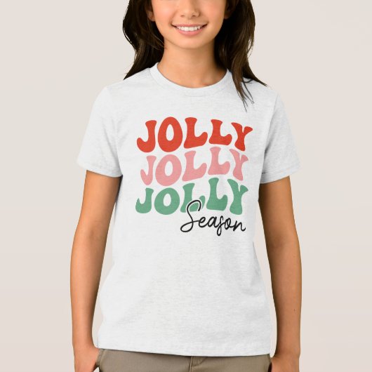 Jolly Jolly Seizoen Retro Vakantie Typografie Tri-Blend Shirt (Voorkant)