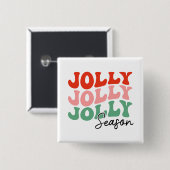 Jolly Jolly Seizoen Retro Vakantie Typografie Vierkante Button 5,1 Cm (Voorkant /achterkant)