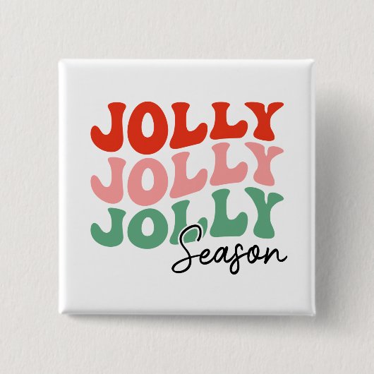 Jolly Jolly Seizoen Retro Vakantie Typografie Vierkante Button 5,1 Cm (Voorkant)