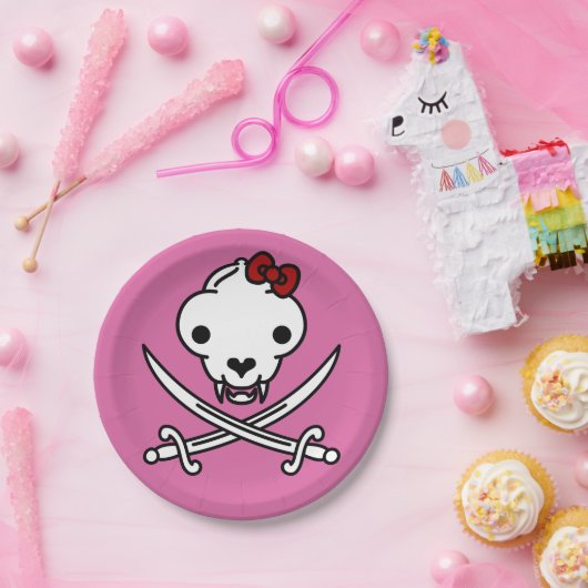 Jolly Kat Pirate Skull en Botten Papieren Bordje (Feest)