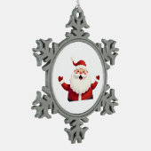 Jolly Kawaii Santa Claus Illustration Tin Sneeuwvlok Ornament (Links)