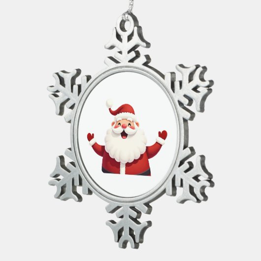 Jolly Kawaii Santa Claus Illustration Tin Sneeuwvlok Ornament (Rechts)