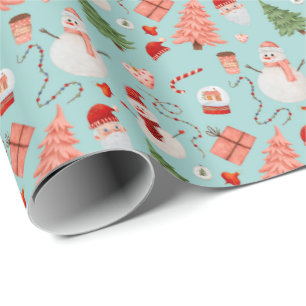 Jolly Kerst Tijd Wrapping Papier - Lichtblauw