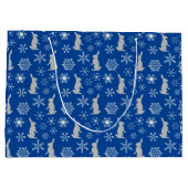 Jolly Kerstblauw Snowflakes en Bunnies Groot Cadeauzakje (Achterkant)