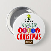Jolly kerstboom Red Blue Gold Ornamenten Ronde Button 7,6 Cm (Voorkant /achterkant)