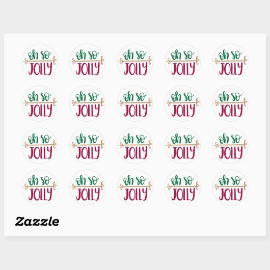 Jolly kerstdesign ronde sticker (Vel)
