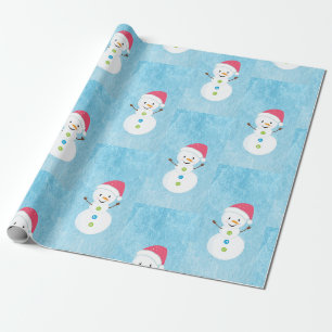 Jolly Kerstfeestdag Snowman Pattern Cadeaupapier