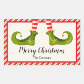 Jolly Kerstkleppen en Stripes Holiday Rechthoekige Sticker (Voorkant)