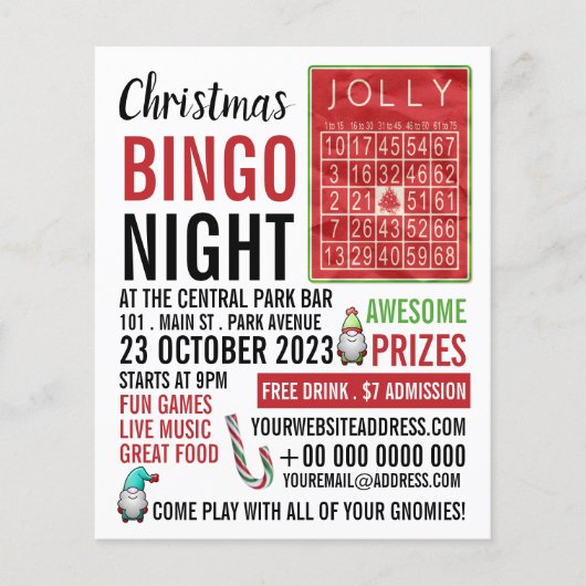 Jolly Kerstmis, Bingo Night Adverteren Flyer (Voorkant)