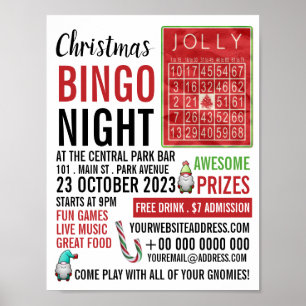 Jolly Kerstmis, Bingo Night Adverteren Poster