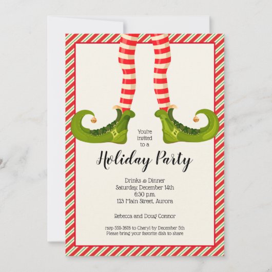 Jolly Kerstmis Elf Legs Holiday Uitnodigingen (Voorkant)
