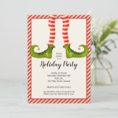 Jolly Kerstmis Elf Legs Holiday Uitnodigingen (Staand voorkant)