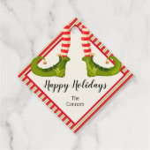 Jolly Kerstmis Elf Legs Stripes Holiday DIAMOND Bedankjes Labels (Voorkant)