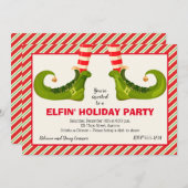 Jolly Kerstmis Elf Legs Stripes Holiday Invites (Voorkant / Achterkant)