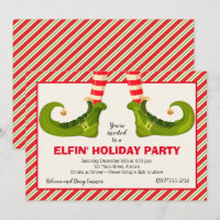 Jolly Kerstmis Elf Legs Stripes Holiday Invites