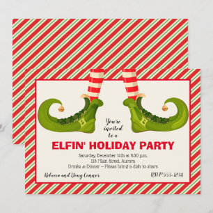 Jolly Kerstmis Elf Legs Stripes Holiday Invites