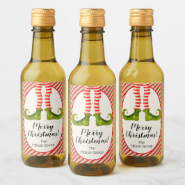 Jolly Kerstmis Elf Legs Stripes Holiday Mini Wijn Etiket