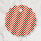 Jolly Kerstmis Elf Legs Stripes Holiday SCALLOP Bedankjes Labels (Achterkant)