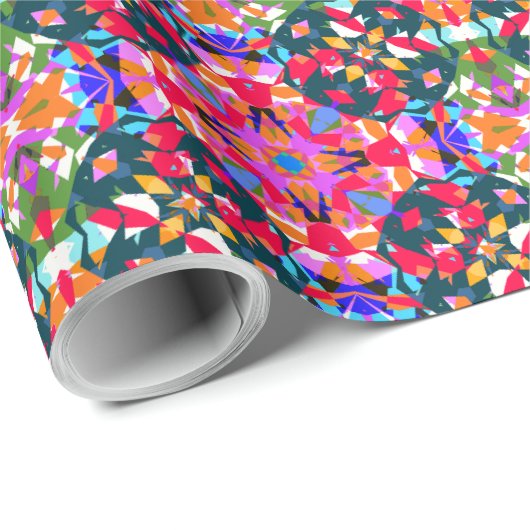 Jolly Kerstmis Kleurrijke Maximalistische Moderne  Cadeaupapier (Rol Hoek)