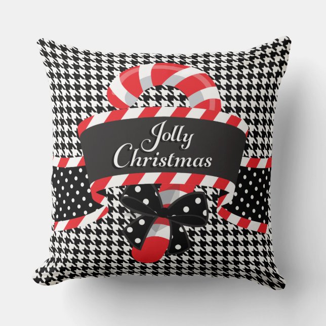 Jolly Kerstmis/Penguin Black Pset Pillow Kussen (Voorkant)