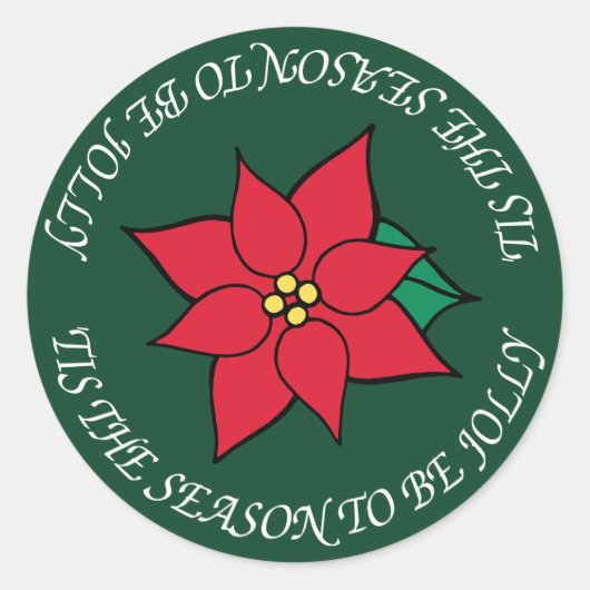 Jolly KerstRed Poinsettia Holiday Stickers (Voorkant)
