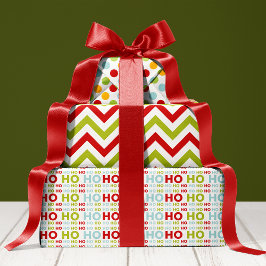 Jolly Kerstrood en groene feestdag Inpakpapier Vel