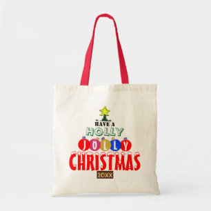Jolly kerstversieringen omkeerbaar tote bag