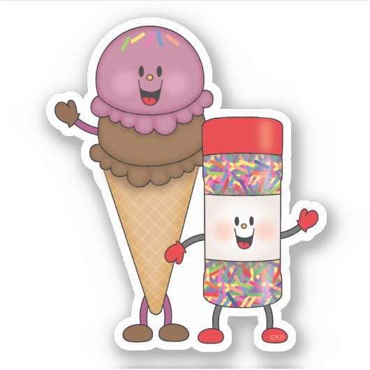 Jolly Kins ijs en strooien Sticker (Voorkant)