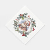 Jolly Lachende Santa Waterverf Kerstkrans Servet (Hoek)