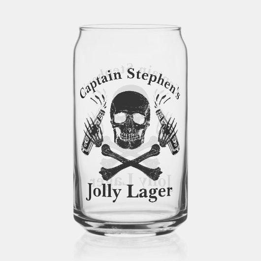 Jolly Lager Boat Captain Custom Bier Piraat Thema Blikvorm Glas (Voorkant)
