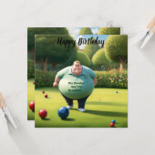Jolly Lawn Bowler Man, Verjaardag Kaart (Voorkant / Achterkant in situ)