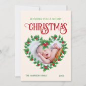 Jolly Leaf Heart Christmas Lijst Foto Feestdagenkaart (Voorkant)