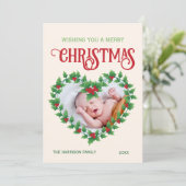 Jolly Leaf Heart Christmas Lijst Foto Feestdagenkaart (Staand voorkant)