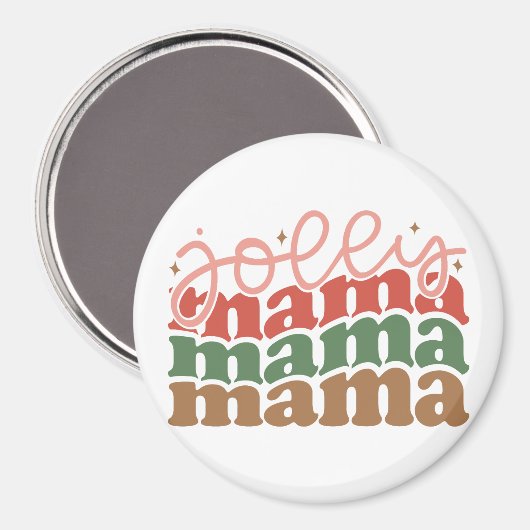 Jolly Mama Retro Groovy Kerst Feestdagen Magneet (Voorkant / Achterkant)