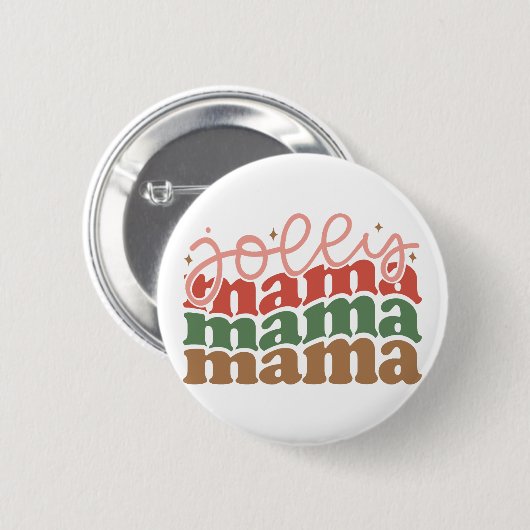 Jolly Mama Retro Groovy Kerst Feestdagen Ronde Button 5,7 Cm (Voorkant /achterkant)