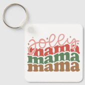 Jolly Mama Retro Groovy Kerst Feestdagen Sleutelhanger (Voorkant)