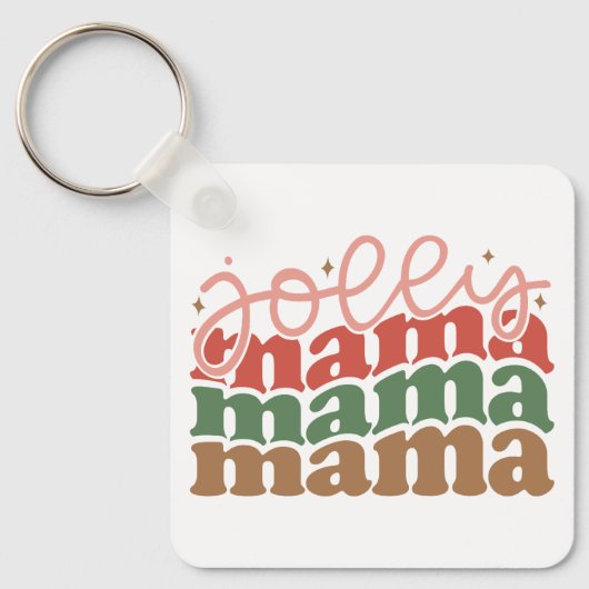 Jolly Mama Retro Groovy Kerst Feestdagen Sleutelhanger (Voorkant)