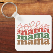 Jolly Mama Retro Groovy Kerst Feestdagen Sleutelhanger (Voorkant)